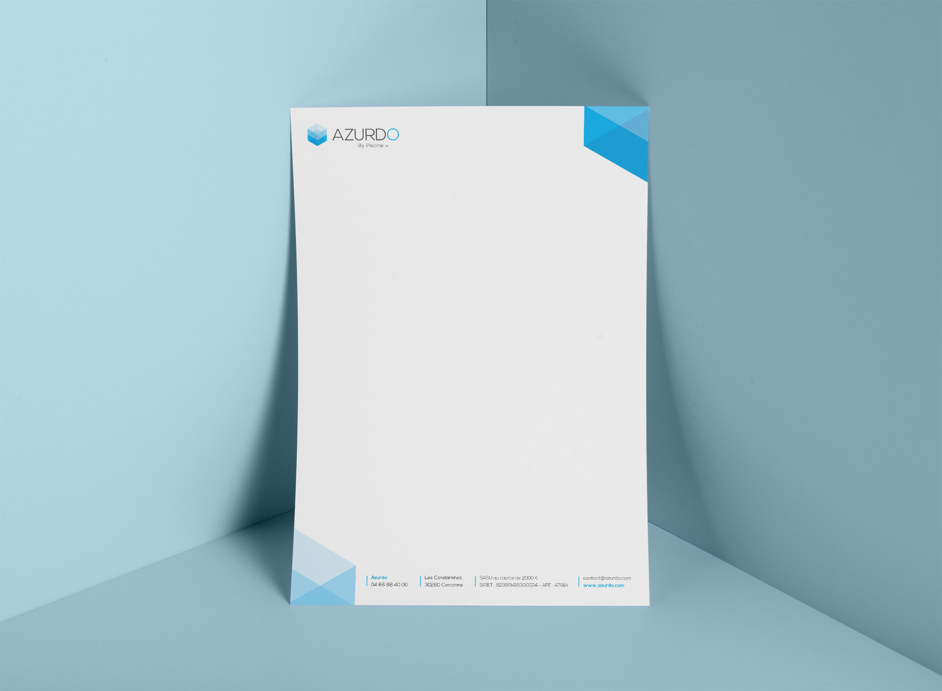 Réalisation papier entête Azurdo pisciniste Montpellier