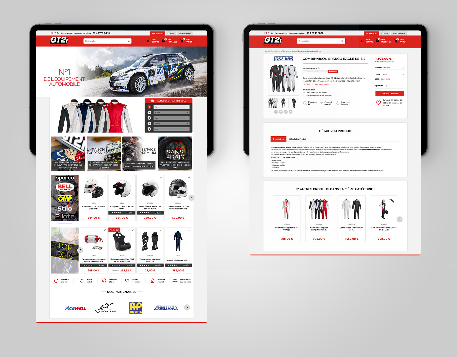 Integration boutique en ligne site ecommerce tuning racing GT2i