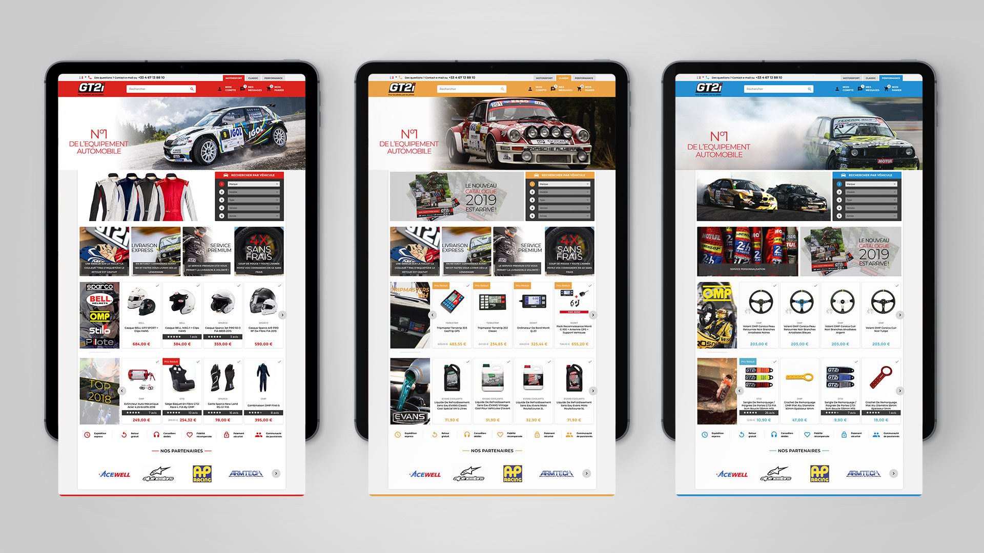 Site e-commerce sports automobiles 3 univers Motorsport Classic Performance