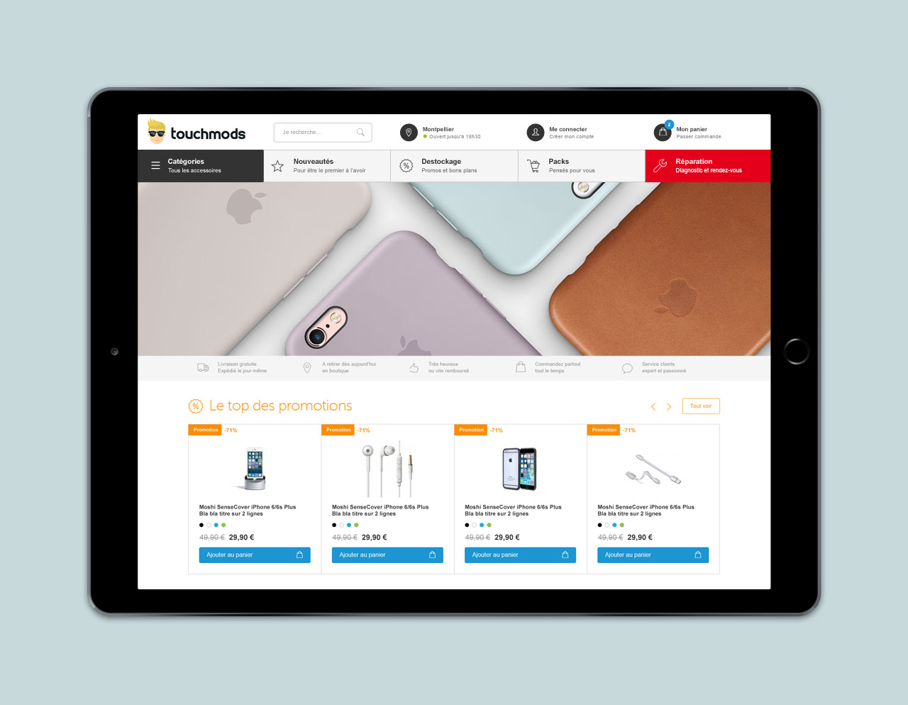 Création site e-commerce Touchmods - Caconcept graphiste Montpellier