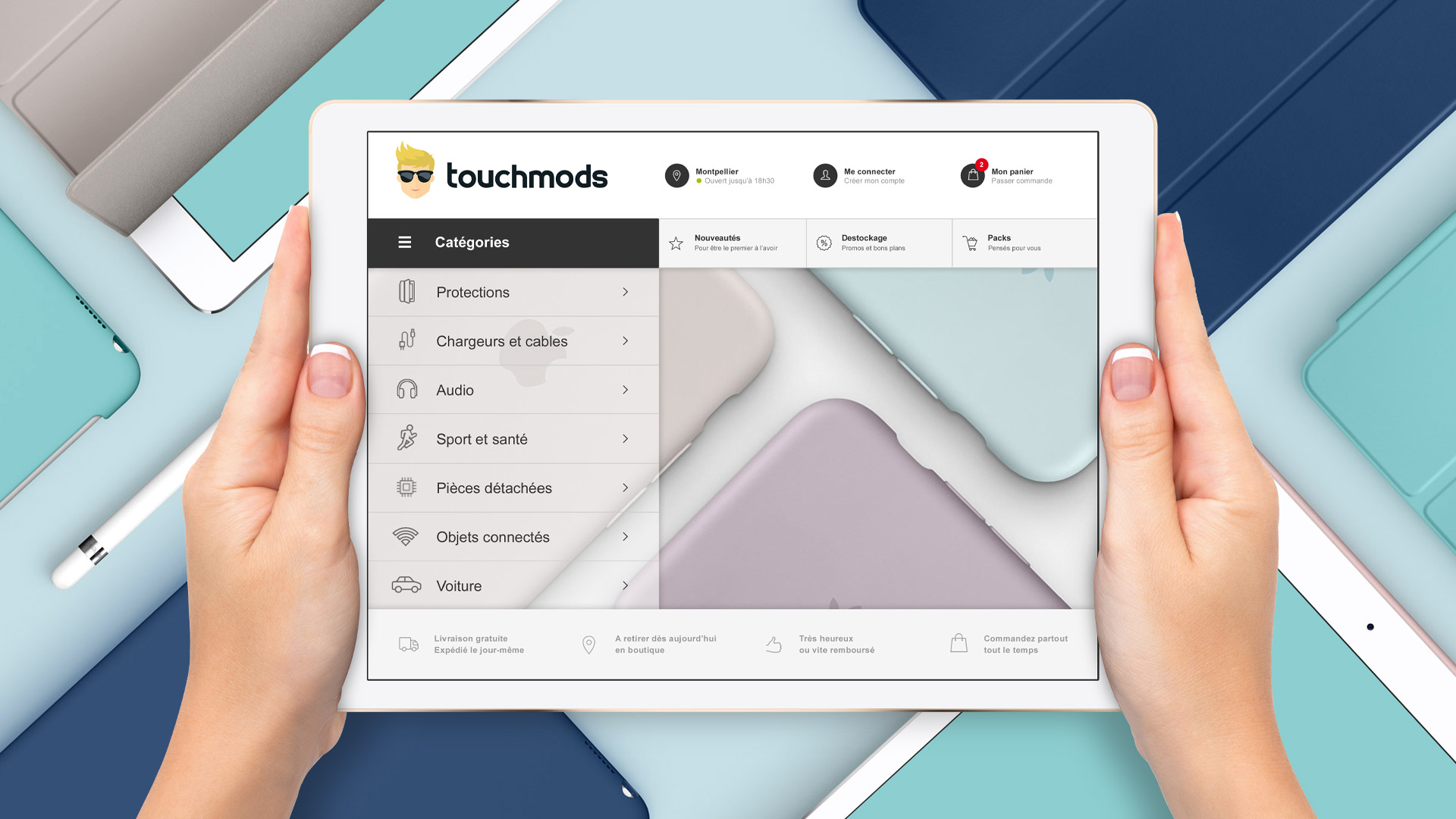 Création design site e-commerce www.touchmods.fr - Caconcept graphiste Montpellier